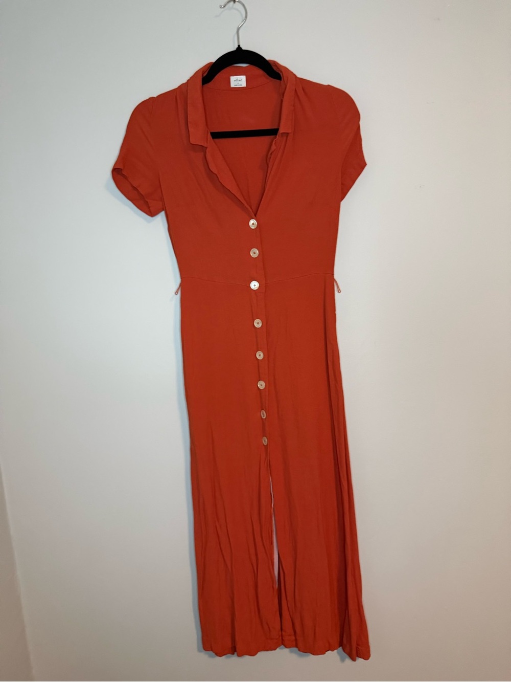 Wilfred Button-Front Rust Orange Midi Dress for Women